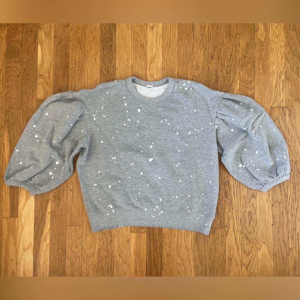 Clare V. Puff sleeve splatter paint sweatshirt Size M